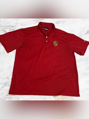 Men's Red Polo Shirt with Embroidered Crest